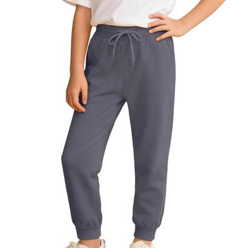 Pantalon de jogging garçon gris foncé en molleton doux pour ado de 13-14 ans