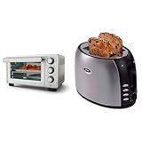 Oster Compact Countertop Oven With Air Fryer, Stainless Steel & 2 Slice Toaster, Brushed Stainless Steel (TSSTJC5BBK)