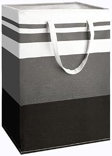 Vyuwast 75L Large Laundry Basket with Handles, Waterproof Laundry Hamper, Laundry Basket Foldable, Laundry Bags for Clothes Toys Daily Supplies, Black and Gray White Laundry Bag(40 x 30 x 60 cm)