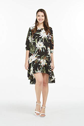 Image of Family Matching Hawaiian Clothes, Wispy Cereus Black | Lightweight 100% rayon • Family matching outfits • Tropical floral print • Beach vacations • Luaus • Cruises • Family photos