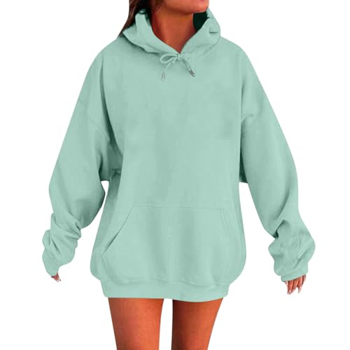 Hoodies for Women - Comfy Casual Basic Hoodie with Pockets Lightweight Cute Fall 2025 Plus Size Oversized Sweatshirts Mint Green