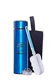 Botella isotérmica de acero inoxidable, 500 ml, taza para agua caliente con indicador de temperatura, pantalla LED, botella inteligente de agua (azul)
