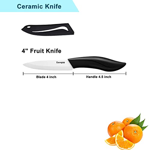Eocogup Paring Knife, Large Handle And Super Sharp Ceramic Knife Blade Of 4 Inch,Rust Proof Stain Resistant,Abs Handle(Black). #TOP5