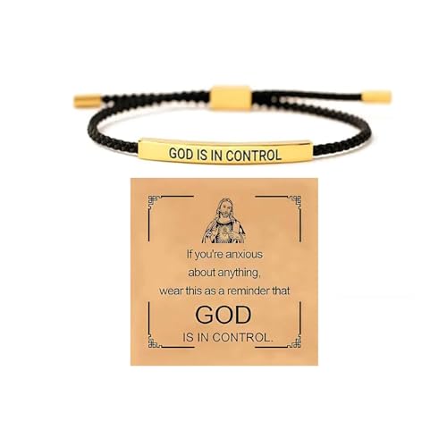 Let Them Tube Bracelet for Women, Self Worth Motivation Bracelet Adjustable Braided Rope Handmade Engraved Bracelets Stainless Steel To My Daughter/Best Friend Inspirational Gifts Jewelry (GOD Black Gold)