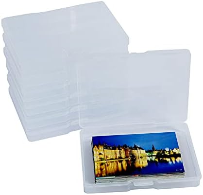 Photo Storage Boxes 8.5×8.5×6.3 In, Photo and Craft Keeper, Photo Box Storage, Greeting Card Organiser, 2022 New Upgrade Plastic for Photos and Mini Case 5.7×7.5×1.2 in Holds Up to 700 Photos, (Clear)