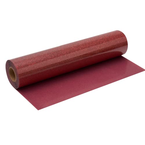 FANSGUAR Red Glitter HTV Roll -12" x10ft Iron on Heat Transfer Vinyl for DIY Shirts Gifts