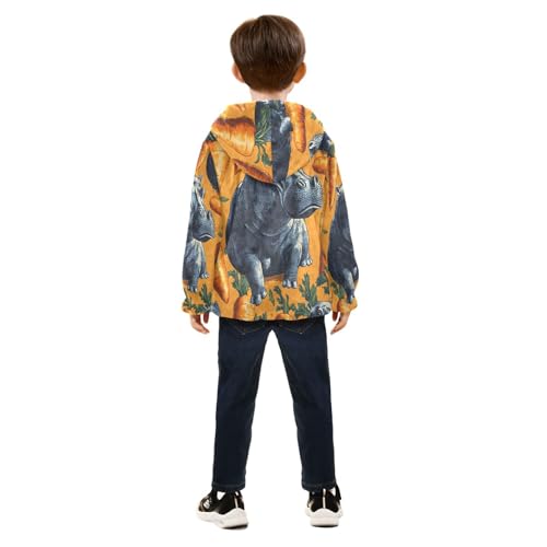 Hippo and Carrots Toddler Fleece Jacket Girl Boys Hooded Fleece Jacket Coat Warm Outwear Zip-up 3-10T4