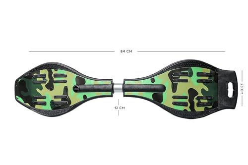 Image of Aluminium Wave Board Skateboard with Carry Bag, Anti-Slip Deck Caster Board with 360 Rotating Wheels, Durable Lightweight Street Surfing Board for Kids Teens Adults (Design 1)