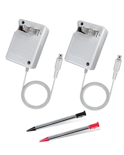 AC Adapter Game Charger for Dsi Ndsi 3DS/3DSXL/New 3DS/New 3Dsll/2DS/Dsi/Dsixl 2 Pack with Stylus Pen