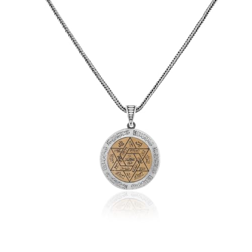Pendentif sceau de Suleyman collier islamique argent homme avec chaîne et prière