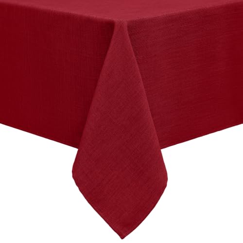 Smiry Leinenoptik Tischdecke Eckig 140 x 100 cm Rot – Ansicht 1