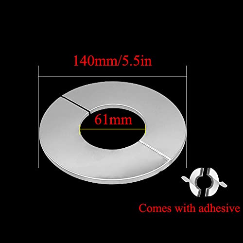 Image of 2pcs Wall Split Flange, Stainless Steel Round Escutcheon Plate Wall-mounted Water Pipe Cover Accessories for 61mm Diameter Pipe