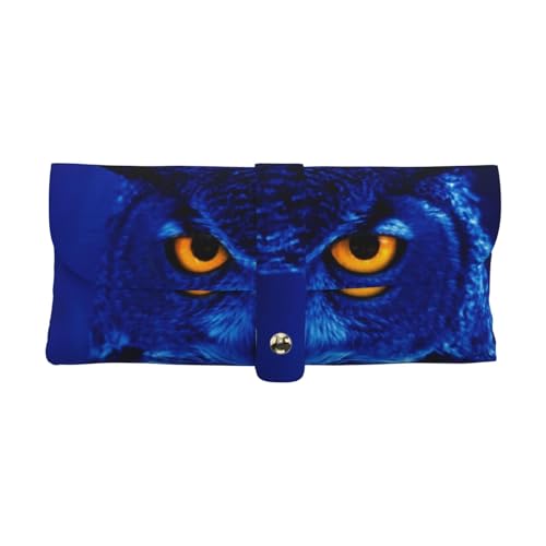 VGFJHNDF Tallinn Estland City bedrucktes Brillenetui für Damen und Herren, weiches PU-Leder Sonnenbrillenetui Brillenbox, blaue eule, One size