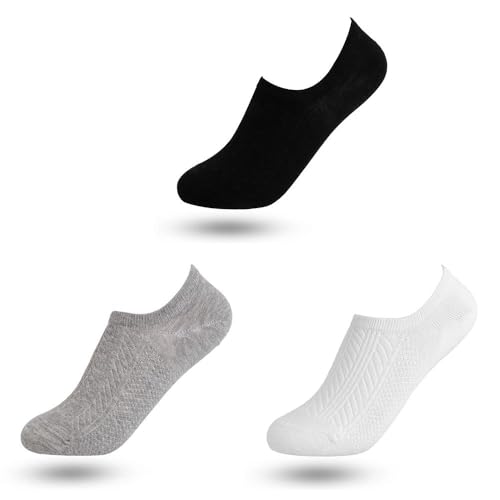 Men's Socks Elastic Ankle Business Massage Breathable Boat Sox 1/3Pairs(1pair,grey)4