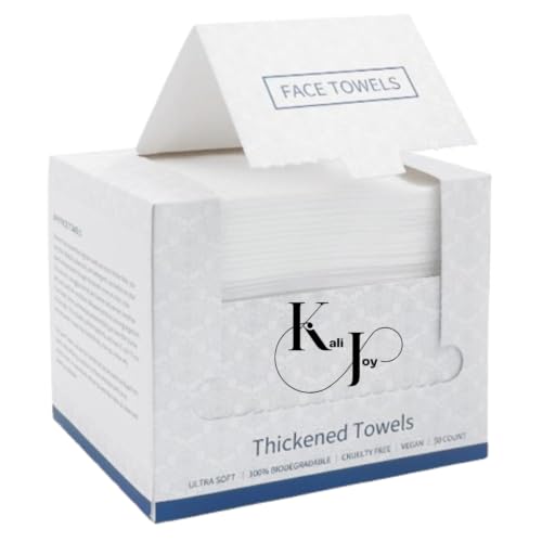 Kali Joy Disposable Face Towels Makeup Remover Dry Wipes Cotton Face Towels Facial Cleansing Makeup Removing Surface Cleaning Facial Tissues Super Soft & Thick Faces Cloths 1 Pack/50 Sheets