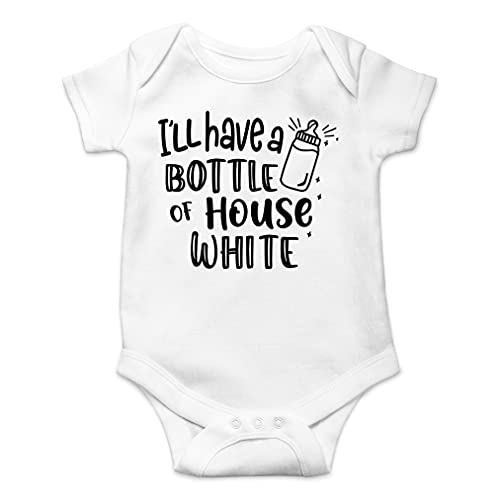 AW Fashions I'll Have A Bottle Of The House White Baby Bodysuit Funny Adorable Infant Clothing Boys Girls (6 Months, White)