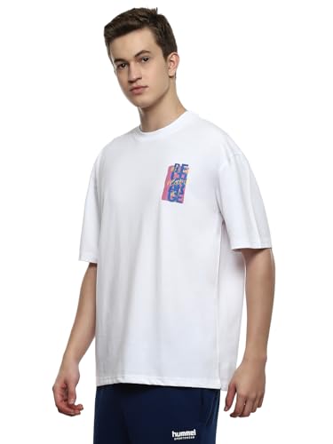 Image of hummel Renew Men's Oversize Fit, Drop Shoulder Crew Neck Graphic Print Casual T-Shirt