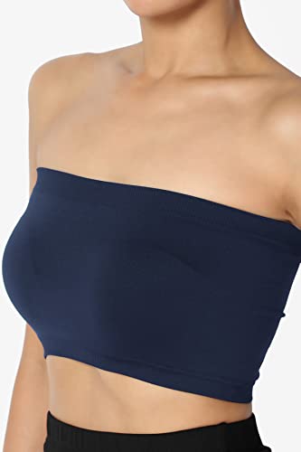 Image of TheMogan Women's Seamless Bandeau Bra Tube Top Strapless Nylon /Span Stretch Bralette