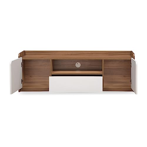 Image of FURLENCO Bianca Engineered Wood Entertainment Unit in Ivory White Finish