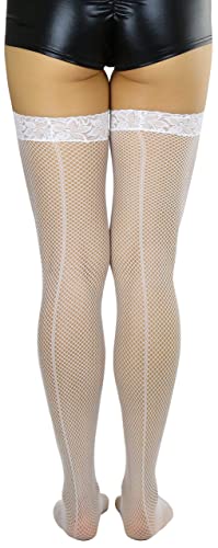 Image of ToBeInStyle Women's Fine Classic Fishnet Thigh High Stretch Nylon Novelty Stockings