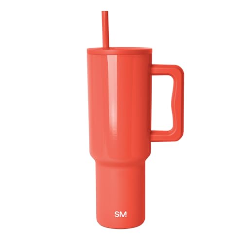 Image of Simple Modern 40 oz Trek Tumbler with Handle and Straw Lid | Cup Holder Friendly Insulated Stainless Steel Travel Mug | Flame