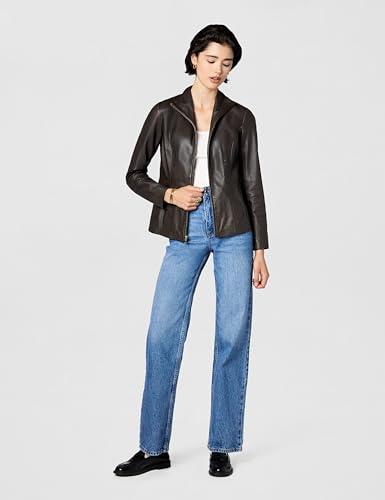 Image of Cole Haan Women's Leather Wing Collared Jacket (Standard and Plus Size)