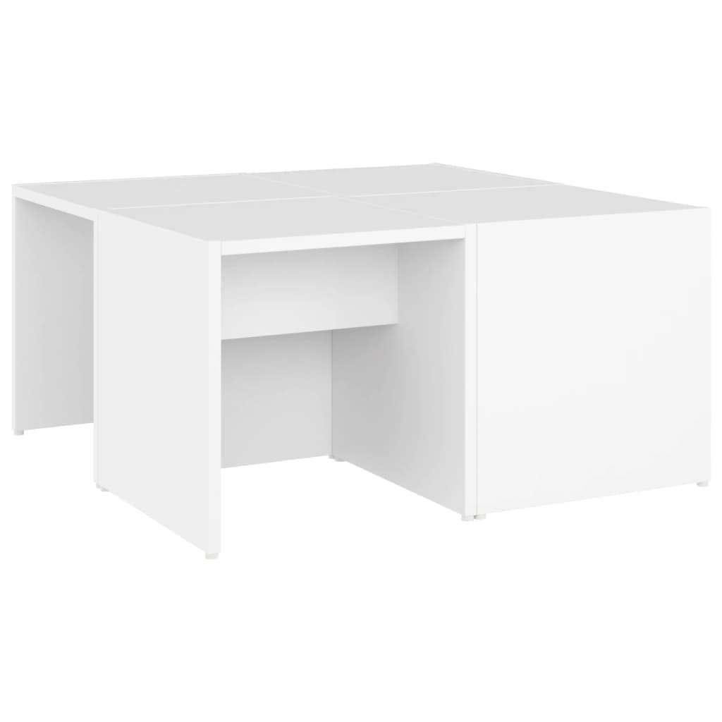 Table d'appoint salon modulable lot de 4 tables basses carrées bois blanc pour livres