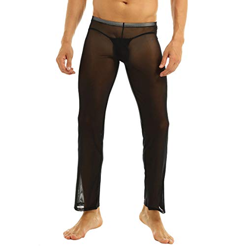 Choomomo Herren Transparent Netz Hose Jogginghose Yoga Sport Fitness Pants Leggings Eortik Unterwäsche Reizwäsche Schwarz Weiß S-XL Schwarz M Cover