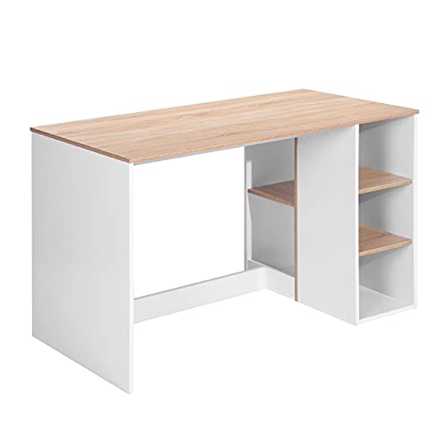 Merax Computer Desk With 5 Storage Shelves，47.2" Modern Study Writing Desk For Small Spaces，Multipurpose Gaming Desk Student Learning Table For Home Office（Oak White #TOP7