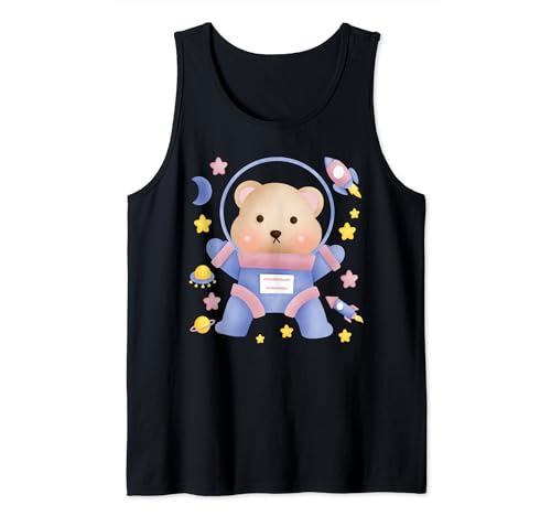 Lindo oso en el espacio astronauta niños niñas retro vintage Camiseta sin Mangas
