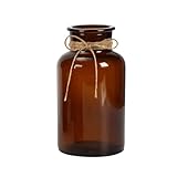 500ML/17oz Empty Amber Glass Bud Vase Apothecary Jars Decorative Floral Bottles Vintage Flower Arrangement Holder Container with Hemp Rope for Home Decor