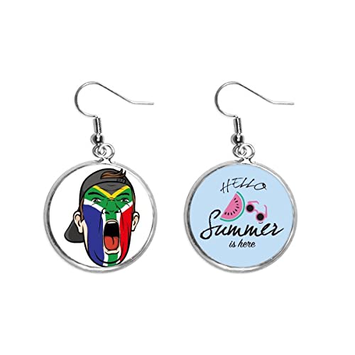 Pendientes de sandía de alta fidelidad con bandera de Sudáfrica para lóbulo de oreja