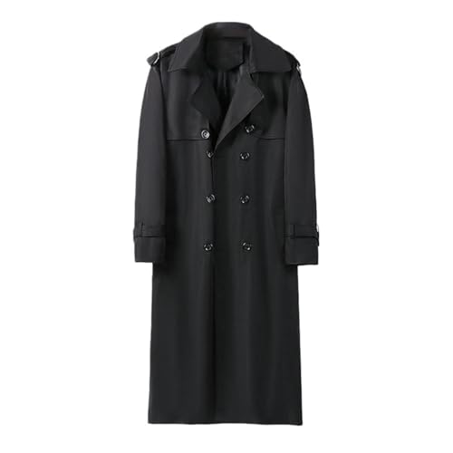 Trench long noir pour homme en taille XXL manteau croisé chic d'automne