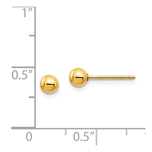 14k Yellow Gold 4mm Ball/Long Post Earrings3