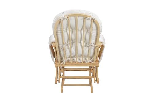 Image of Suite Bebe Mason Nursery Rocking Chair with Ottoman, Wooden Glider for Baby Nursing, Smooth Gliding Rocker, Natural Wood Finish and Beige Fabric