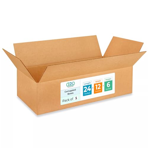Large Shipping &amp; Moving Boxes 24 x 12 x 6 inches (5-Pack) - Extra Strength 200 lb vs Regular - Corrugated Heavy Duty Moving Boxes - Strong Large Shipping Box - IDL Packagingby IDL Packaging