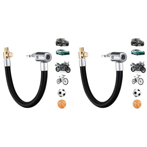 Image of STHIRA 9.8-Inch Flexible Rubber Tire Inflator Extension Hose with Built-in Deflation Valve Quick-Connect Fitting Universal Adapter for Car Bike Motorcycle Durable Tyre Spare Parts 2 PCS