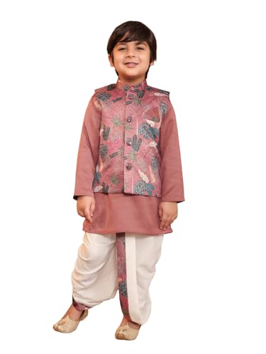 Image of AJ DEZINES Kids Ethnic Wear Kurta Waistcoat and Dhoti Pant for Boys