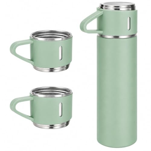 Image of Xanthos-500 ml Stainless Steel Vacuum Insulated Flask with Cup & Handle, Double Wall Hot & Cold Water Bottle, Thermos for Tea Coffee, Travel Bottle for Office, Home & Outdoor (Pastel Green)