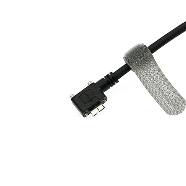 Uonecn USB 3.0 USB-A-datakabel till rätvinklig mikroB-kontakt med dubbelt skruvlås skärmad kabel för industriell kamera.