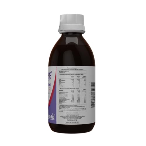 Image of HealthAid KidzOmega Syrup - Omega-3 DHA with Vitamins C, D & E | 200ml Mixed Berry Flavor | Supports Brain, Vision & Immune Health | Easy-to-Take Liquid Supplement for Children(Pack of 2)