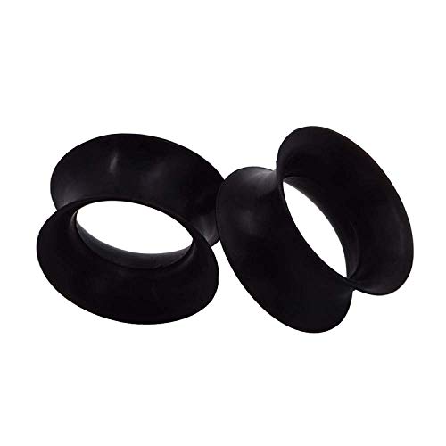 Ear Plugs Silicone Flesh Tunnel Black Skinny 0gauge 8mm 2pc By Eg Gifts
