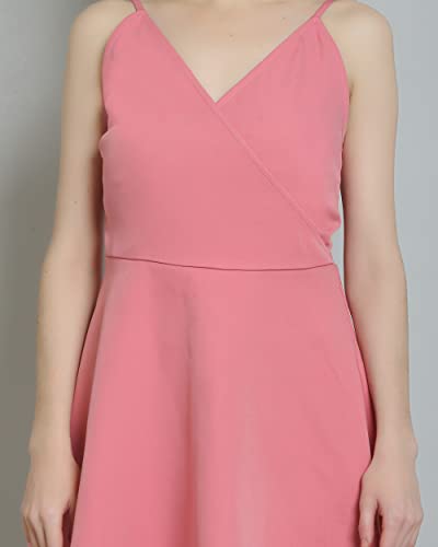 Image of Women Pink Colour Body Fit & Flare Mini Dress |Occasion: Casual | Party | Beach | Formal | Meeting |Women's Bodycon Casual Mini Dress for Women's and Girl's
