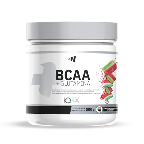 MM Supplements - L-Glutamina Kyowa + BCAA en Polvo - 500 g - Aporta Energía y Reduce la Fatiga - Evita la Pérdida de Masa Muscular - Bote para 1 Mes - Sabor Chuches Sandía