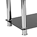 Flash Furniture Riverside Collection Black Glass Coffee Table with Shelves and Stainless Steel Frame