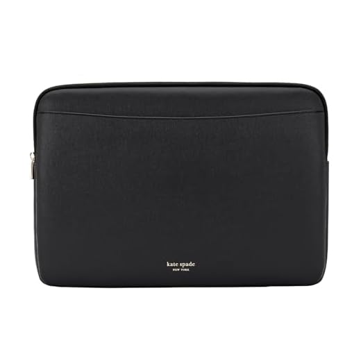 kate spade new york Saffiano Laptop Sleeve 14 Inch - Black - Compatible with All MacBook M Series Devices up to 14 Inch