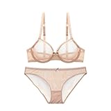 LIXSAZSE BH Set Damen Dessous Lady Büstenhalter Mehrfarbig Bunte Körperform Einstellbar Atmungsaktiv Weichheit Leicht, Hautfarbe, 90D
