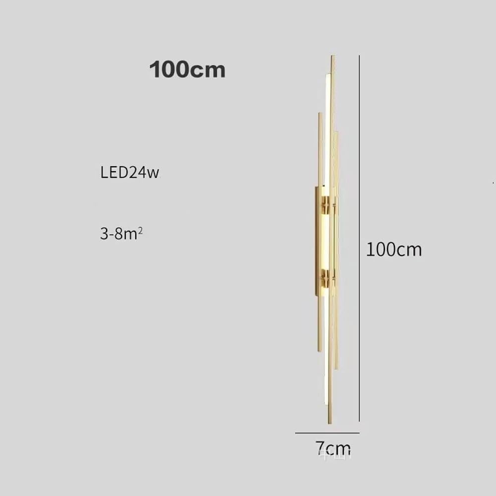 Lampada da Parete Mid Century LED Lineare Luce Moderna Decorazione per la Casa Striscia Lunga Applique Cablata 39,4" Barra Tubo Oro Apparecchi Industriale Fattoria per Camera da Le