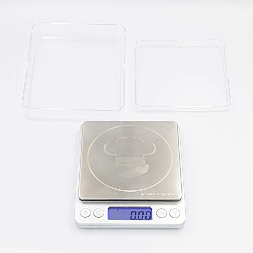Reflex 500G / 0.01G Digital Pocket Wireless Smart Food Kitchen Scale Grams And Ounces Usb Rechargeable, Portable, Accurate, Metal Stainless Steel Surface, Keto Calculator, Baking, Counter, Reloading #TOP3