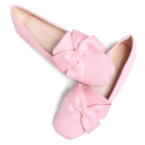 Stunner Women's Flats Fashion Square Toe Bowknot Flats Comfortable Ballet Flats Casual Slip On Flats3
